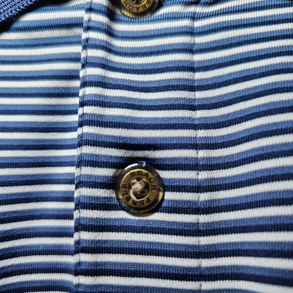 Pebble Beach Performance Golf Golfing Striped Blue White Polo Shirt Mens XL EUC - Picture 4 of 13